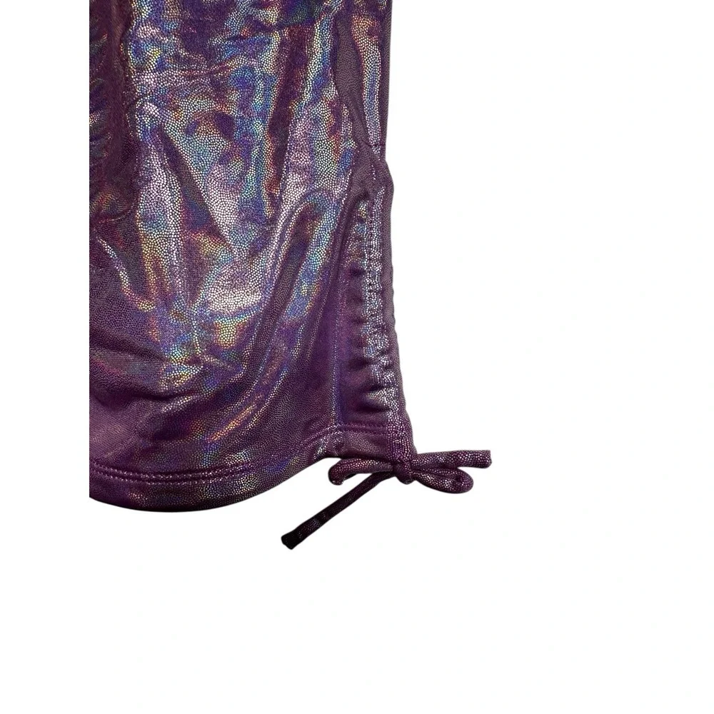 justice‎ girls purple shiny glitter purple dance gym shorts size XL 16 18
